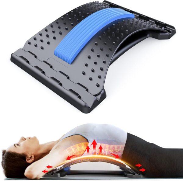 Back Stretcher for Lower Back Pain Relief, 3 Level Adjustable Lumbar Back Cracker Board, Back Cracking Device, Back Massager for Scoliosis, Spine Decompression