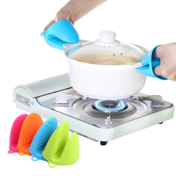 Pairs Of Silicone Pot Holders Heat Resistant Rubber Oven Mitts Mini Oven Mitts for Kitchen Cooking and Baking - Image 2