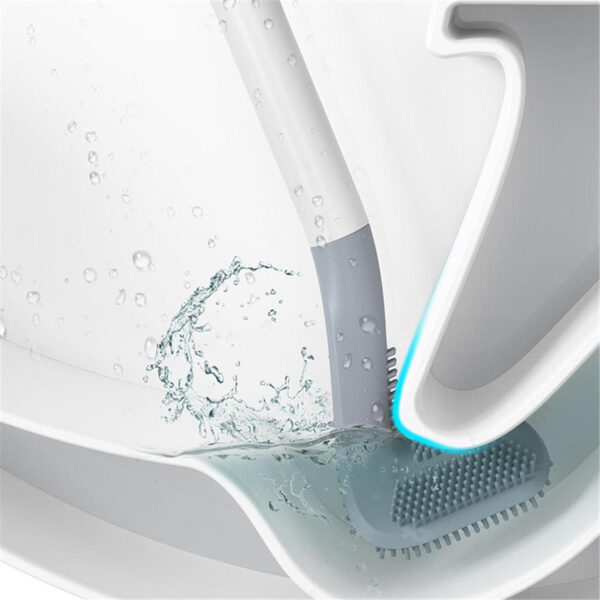 Toilet Brush, Long Handle Golf Toilet Brush with Holder 360° Deep Cleaning Flexible Silicone Toilet Cleaner Brush Wall Mounted for Bathroom