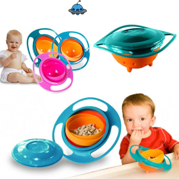 Magic Gyro Bowl 360 Rotate Spill-Proof Infants Toddler Baby Kids Training Feeding 360° Degree Rotatable Rotation Spill-Resistant Gyroscopic Children Rotary Balance Food Grade Children's - Image 3