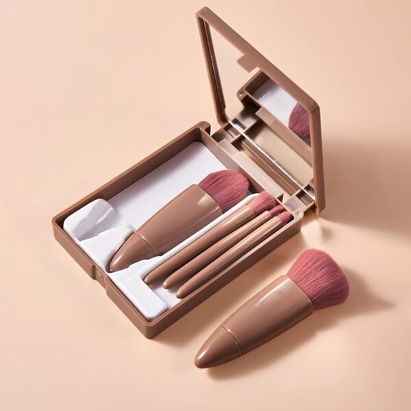 5 PCs Cosmetic Brush Portable Makeup Brush Travel With Mirror Box Makeup Set Brush Loose Brush Blush Brush Eyeshadow Brush - Image 3