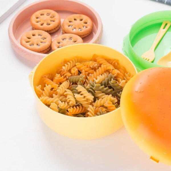 Lunch Box Kids Tiffin Box For School Burger Shaped Meal it Box Large Lunch Box with portions Compartments - Image 3