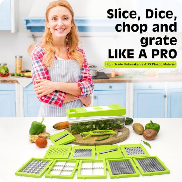 Nicer Dicer Plus 16-in-1 Vegetable Cutter, Fruit Slicer, Vegetable Peeler, Vegetable Chopper Cutter All-in-One Multi-function Vegetable & Fruit Slicer, Salad Vegetable 16 in 1 Manual Quick Nicer Dicer Jumbo Peeler & Grater - Image 2