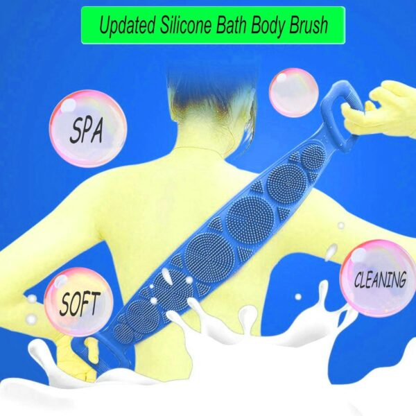 Back Scrubber for Shower, Silicone Body Scrubber, 35 Inch Extra Long Bath Body Brush Silicone Back Brush Exfoliating Body Scrubber with Handle for Men Women - Image 2