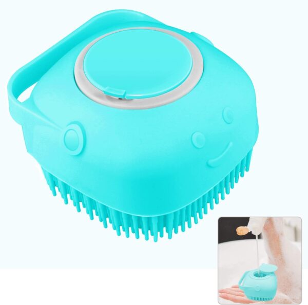 Silicon Bath Body Brush, Exfoliating Body Scurb Brush with Soap Dispenser, 2 in 1 Ultra Soft Bath Sponge Shower Brush and Body Massager, Baby Shower Brush, Shampoo and Gel Dispenser, Loofah Brush, Body Cleaning Scrubber for Man, Women and Children