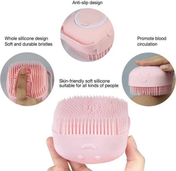 Silicon Bath Body Brush, Exfoliating Body Scurb Brush with Soap Dispenser, 2 in 1 Ultra Soft Bath Sponge Shower Brush and Body Massager, Baby Shower Brush, Shampoo and Gel Dispenser, Loofah Brush, Body Cleaning Scrubber for Man, Women and Children - Image 3