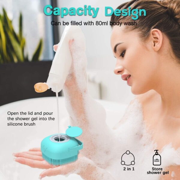 Silicon Bath Body Brush, Exfoliating Body Scurb Brush with Soap Dispenser, 2 in 1 Ultra Soft Bath Sponge Shower Brush and Body Massager, Baby Shower Brush, Shampoo and Gel Dispenser, Loofah Brush, Body Cleaning Scrubber for Man, Women and Children - Image 2