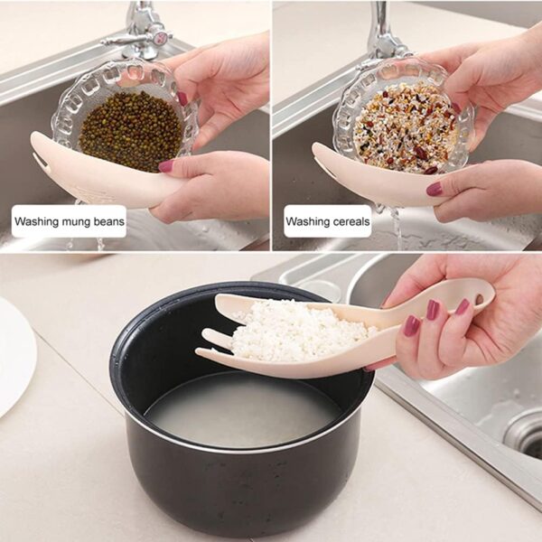 Rice Filter Separator Bean Grain Filter Rice Washer Drain Scoop Rice Spoon Multi-Functional Cooking Kitchen Tool for Cleaning Fruits and Vegetables Pasta - Image 2