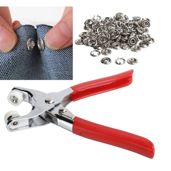 Metal Snap Buttons with Fastener Pliers Press Tool Kit Perfect for DIY Crafts Clothes Hats and Sewing, Snap Button Sets Fasteners Kit