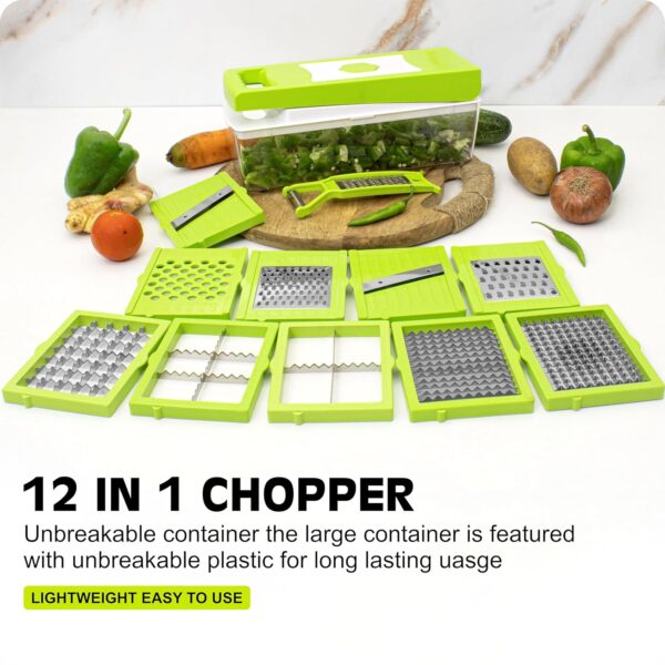 Nicer Dicer Plus 16-in-1 Vegetable Cutter, Fruit Slicer, Vegetable Peeler, Vegetable Chopper Cutter All-in-One Multi-function Vegetable & Fruit Slicer, Salad Vegetable 16 in 1 Manual Quick Nicer Dicer Jumbo Peeler & Grater - Image 3