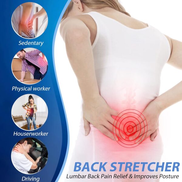 Back Stretcher for Lower Back Pain Relief, 3 Level Adjustable Lumbar Back Cracker Board, Back Cracking Device, Back Massager for Scoliosis, Spine Decompression - Image 2