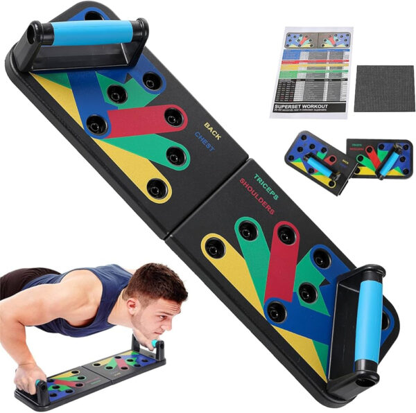 Foldable Power Pushup Board | 9 in 1 System Push up Rack Board for Home Exercise & Fitness Workout