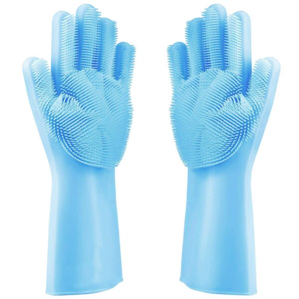 Multipurpose Silicone Magic Washing Gloves Pair with Scrubber for Kitchen, Bathroom, Car, Pet and Multipurpose Cleaning and Washing