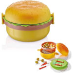 Lunch Box Kids Tiffin Box For School Burger Shaped Meal it Box Large Lunch Box with portions Compartments
